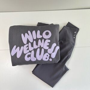 WILO THE LABEL Wellness Club 2pc Set Hoodie & Legging Charcoal Gray XS NWT $166
